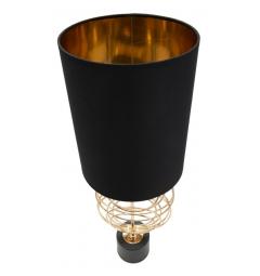 lampada da tavolo paralume nero e struttura in ferro oro