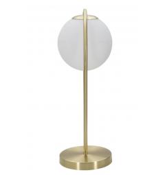lampada da tavolo con sfera in vetro bianco