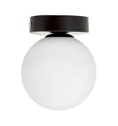 Lampada da soffitto in metallo nero e sfera in vetro