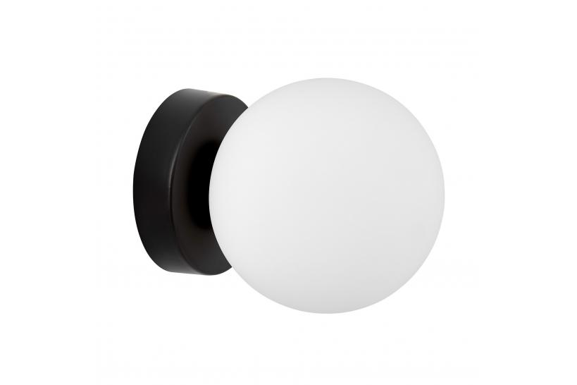 Applique design moderno nera con sfera bianca