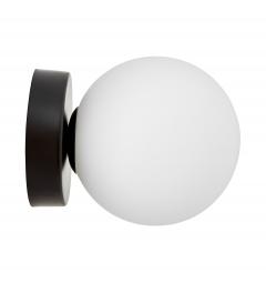 lampada da muro in metallo nero a forma di sfera