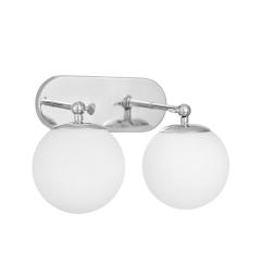 Lampada da muro design a sfera due punti luce paralume in vetro bianco