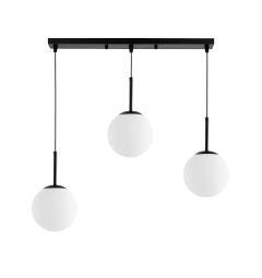 Lampada a sospensione design moderno tre sfere in vetro bianco opalino