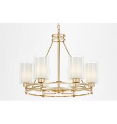 Lampadario design elegante in metallo oro e vetro