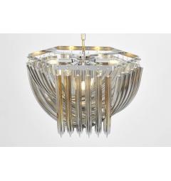 Lampada design unico in metallo cromato e vetro grigio fumo