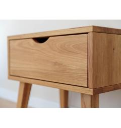 Comodino 1 cassetto in legno massello di rovere naturale