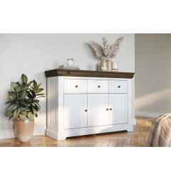 Credenza shabby country bicolore bianco tabacco in pino massello