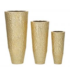 Set tre vasi in ferro dorato