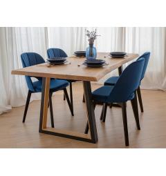 Sedia da pranzo velluto blu imbottita BRENO