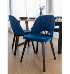 Sedia da tavolo velluto blu e faggio imbottita BRENO