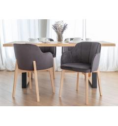 Poltroncina imbottita da pranzo grigia velluto e faggio FONDO