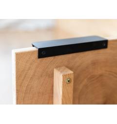 Credenza moderna rovere massello e vetro nero con sezione di tronco