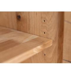 Credenza moderna rovere massello e vetro nero con sezione di tronco