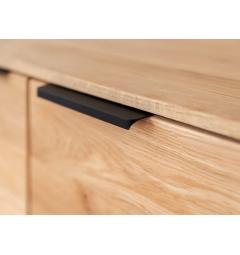 Mobile buffet moderno rovere massello e vetro nero con sezione di tronco