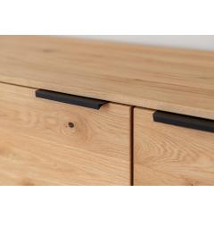 Credenza moderna rovere massello e vetro nero con sezione di tronco
