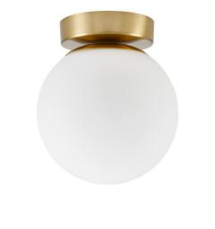 Lampada da soffitto in vetro bianco e struttura ottone
