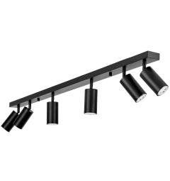 Plafoniera in metallo nero con piastra rettangolare a soffitto 6 punti luce