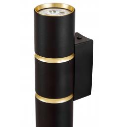 Applique con due punti luce in metallo nero e oro