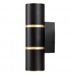 Applique con due punti luce in metallo nero e oro