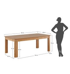 Tavolo da pranzo 6 posti legno massello naturale 100x180