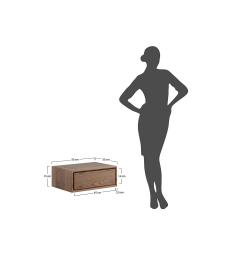 Comodino sospeso moderno in legno naturale affumicato