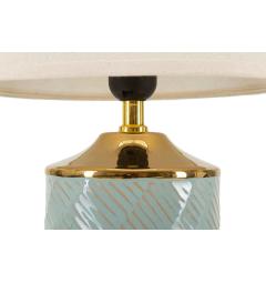 Lampada in ceramica celeste con rifiniture dorate dal design semplice