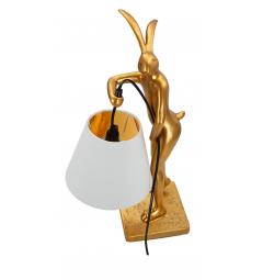 Lampada da tavolo in resina dorata a forma di coniglio