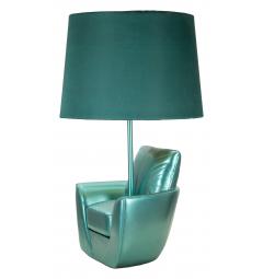 Lampada da tavolo in resina turchese a forma di poltrona ispirata agli anni '70