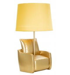 Lampada da tavolo in resina dorata a forma di poltrona ispirata agli anni '70