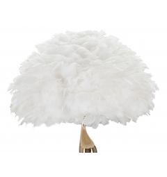 Piantana in metallo dorato con elegante decorazione morbida e sinuosa completa di paralume composto da piume