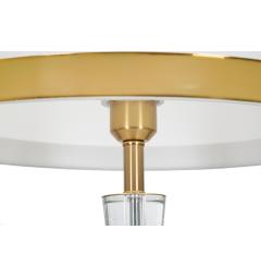 Piantana in metallo dorato con elegante decorazione trasparente e con base rotonda