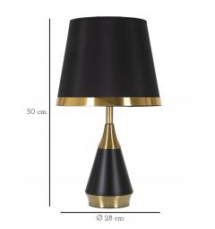 Lampada da tavolo in metallo nero e dorato dal design semplice ed essenziale