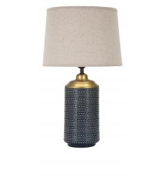 Lampada da tavolo in ceramica con eleganti decorazioni in rilievo e parti dorate