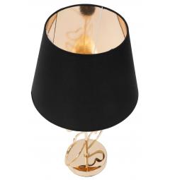 Lampada da tavolo in metallo dorato con paralume in tessuto nero dal design unico