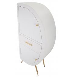 Mobile in legno bianco dalle linee arrotondate che richiamano il modernariato degli anni '70
