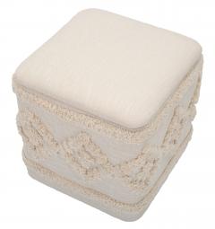 Pouf quadrato in tessuto imbottito e decorato, seduta contenitore