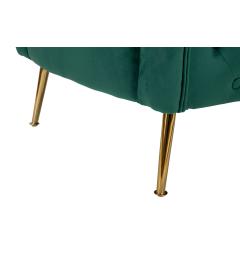 Poltrona in tessuto imbottito verde con comodi braccioli