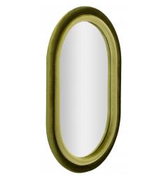 Specchio da parete con semplice cornice ovale in legno rivestita in tessuto