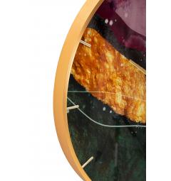 Orologio rotondo da parete con elegante cornice dorata e quadrante decorato