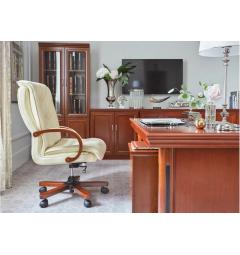 Poltrona direzionale per ufficio in vera pelle beige Makler