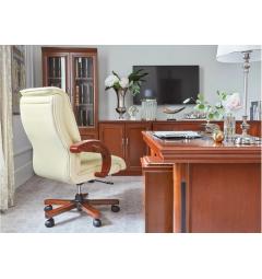 Poltrona direzionale per ufficio in vera pelle beige Makler particolare braccioli