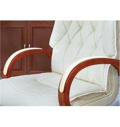Poltrona direzionale per ufficio in vera pelle beige Makler particolare retro schienale