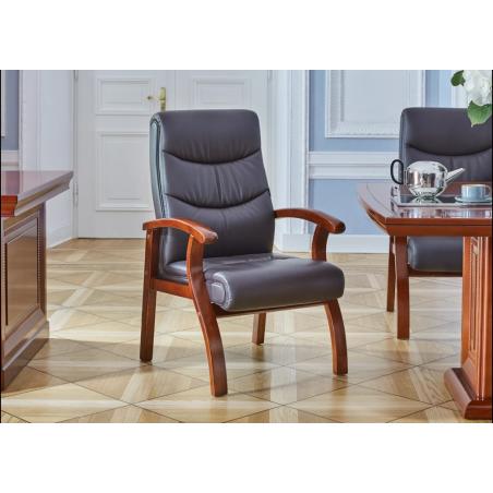 Poltroncina ufficio per ospiti in pelle marrone e