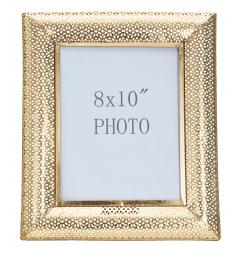 Elegante cornice portafoto in metallo dorato impreziosita da eleganti intagli