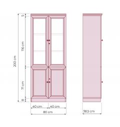 Armadio 2 ante per ufficio o studio in stile classico con ante a vetri PRESTIGE C620A misure