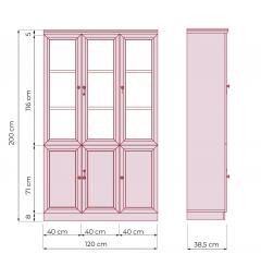 Armadio 3 ante vetrina per ufficio o studio in stile classico PRESTIGE C630C misure