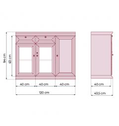 mobiletto 3 ante con vetri e cassetti per ufficio o studio in stile classico PRESTIGE C735A misure