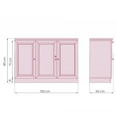 Armadietto basso 3 ante per ufficio o studio in stile classico PRESTIGE C635B misure