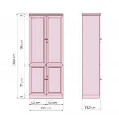 Armadio 2 ante per ufficio o studio in stile classico PRESTIGE C620B misure