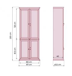 Armadio 2 ante chiuse per ufficio stile classico PRESTIGE C720B misure